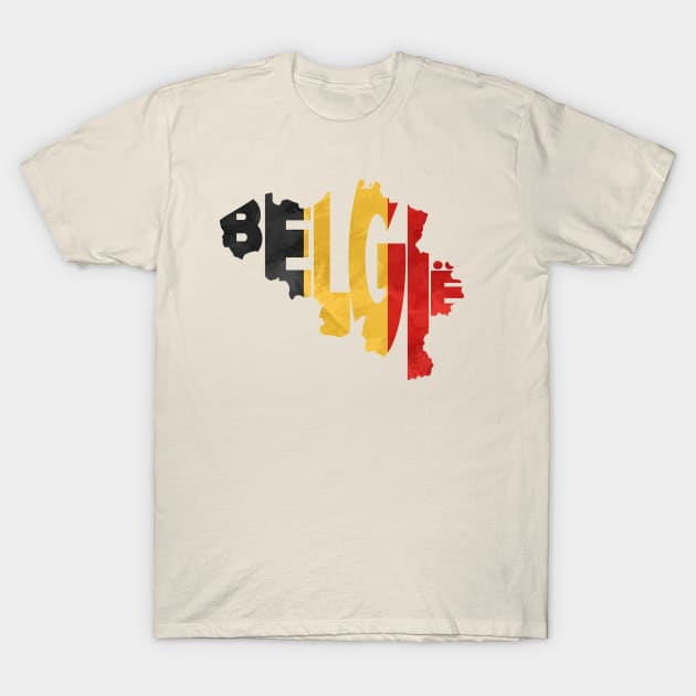 Belgium Typo Map T-Shirt by inspirowl